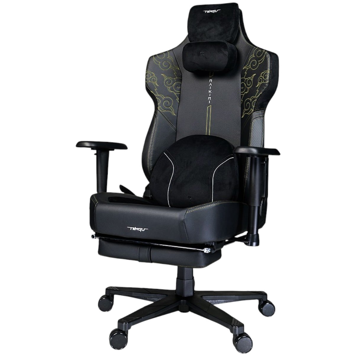 เก้าอี้เกมมิ่งพร้อมที่พักเท้า TENGUGAMINGGEARS RAIKIRI(CH-RK-YWF) สีเหลือง_0